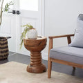 Rustic Teak Wood Accent Stool Brown - Olivia & May: Handmade, No Assembly, Indoor Use, 100 lbs Capacity