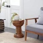 Rustic Teak Wood Accent Stool Brown - Olivia & May: Handmade, No Assembly, Indoor Use, 100 lbs Capacity