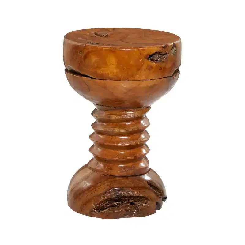 Sgabello d'appoggio rustico in legno di teak marrone - Olivia & May: fatto a mano, nessun assemblaggio, uso interno, capacità 45 kg