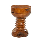 Sgabello d'appoggio rustico in legno di teak marrone - Olivia & May: fatto a mano, nessun assemblaggio, uso interno, capacità 45 kg