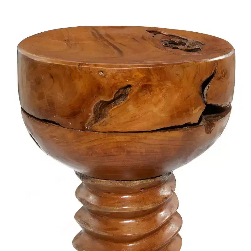 Sgabello d'appoggio rustico in legno di teak marrone - Olivia & May: fatto a mano, nessun assemblaggio, uso interno, capacità 45 kg