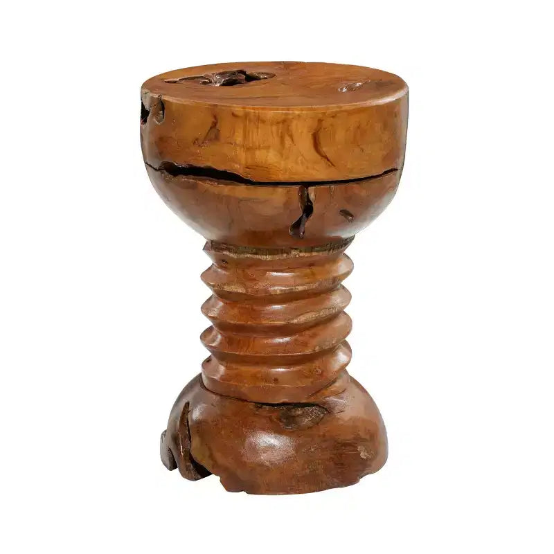 Sgabello d'appoggio rustico in legno di teak marrone - Olivia & May: fatto a mano, nessun assemblaggio, uso interno, capacità 45 kg