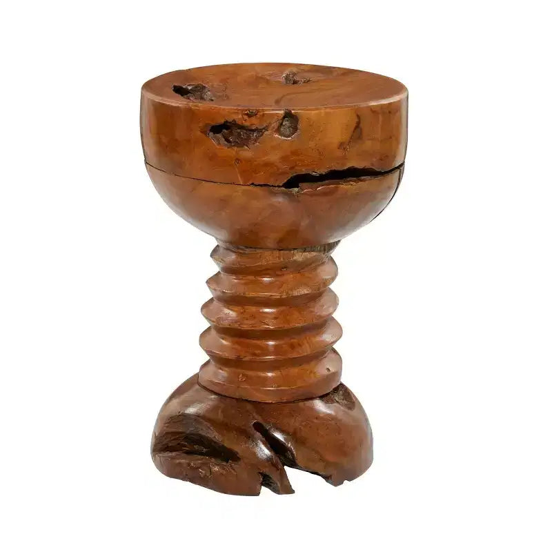 Sgabello d'appoggio rustico in legno di teak marrone - Olivia & May: fatto a mano, nessun assemblaggio, uso interno, capacità 45 kg