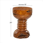 Sgabello d'appoggio rustico in legno di teak marrone - Olivia & May: fatto a mano, nessun assemblaggio, uso interno, capacità 45 kg