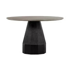 Round Revival Concrete/Oak Dining Table Gray - Armen Living: Tapered Black Brushed Oak Base, Seats 4