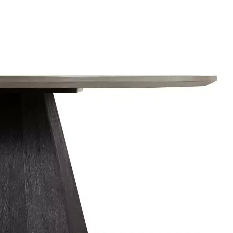 Tavolo da pranzo rotondo Revival in cemento/rovere grigio - Armen Living: Base affusolata in rovere spazzolato nero, 4 posti a sedere