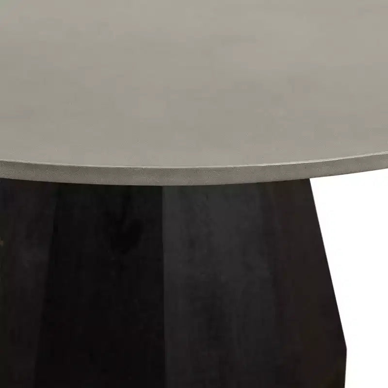 Tavolo da pranzo rotondo Revival in cemento/rovere grigio - Armen Living: Base affusolata in rovere spazzolato nero, 4 posti a sedere