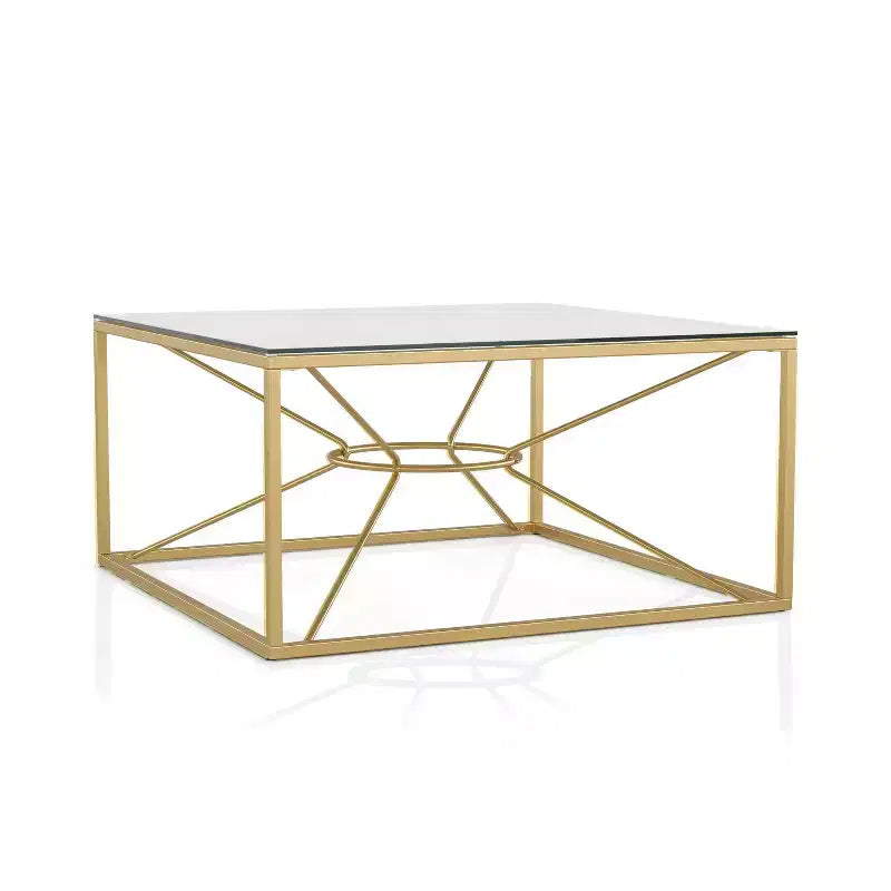 Techna Glass Top Coffee Table Gold Coating/Clear - HOMES: Inside + Out: Square 35.38" Modern Luxury Design
