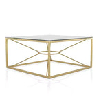 Tavolino da caffè Techna con piano in vetro rivestimento oro/trasparente - HOMES: Inside + Out: Design lussuoso moderno quadrato da 35,38".