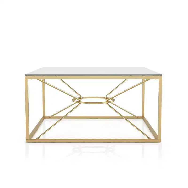 Tavolino da caffè Techna con piano in vetro rivestimento oro/trasparente - HOMES: Inside + Out: Design lussuoso moderno quadrato da 35,38".