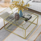 Tavolino da caffè Techna con piano in vetro rivestimento oro/trasparente - HOMES: Inside + Out: Design lussuoso moderno quadrato da 35,38".
