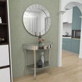 Glam Fir Console Tables with Mirror White, Elegante Mezza Luna, Struttura in Legno, Nessun Montaggio (Set di 2)