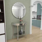 Glam Fir Console Tables with Mirror White, Elegante Mezza Luna, Struttura in Legno, Nessun Montaggio (Set di 2)