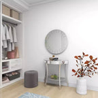 Glam Fir Console Tables with Mirror White, Elegante Mezza Luna, Struttura in Legno, Nessun Montaggio (Set di 2)