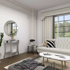 Glam Fir Console Tables with Mirror White, Elegante Mezza Luna, Struttura in Legno, Nessun Montaggio (Set di 2)