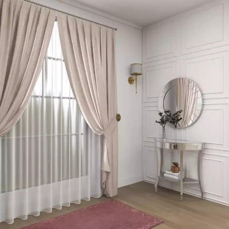 Glam Fir Console Tables with Mirror White, Elegante Mezza Luna, Struttura in Legno, Nessun Montaggio (Set di 2)