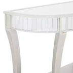 Glam Fir Console Tables with Mirror White, Elegante Mezza Luna, Struttura in Legno, Nessun Montaggio (Set di 2)