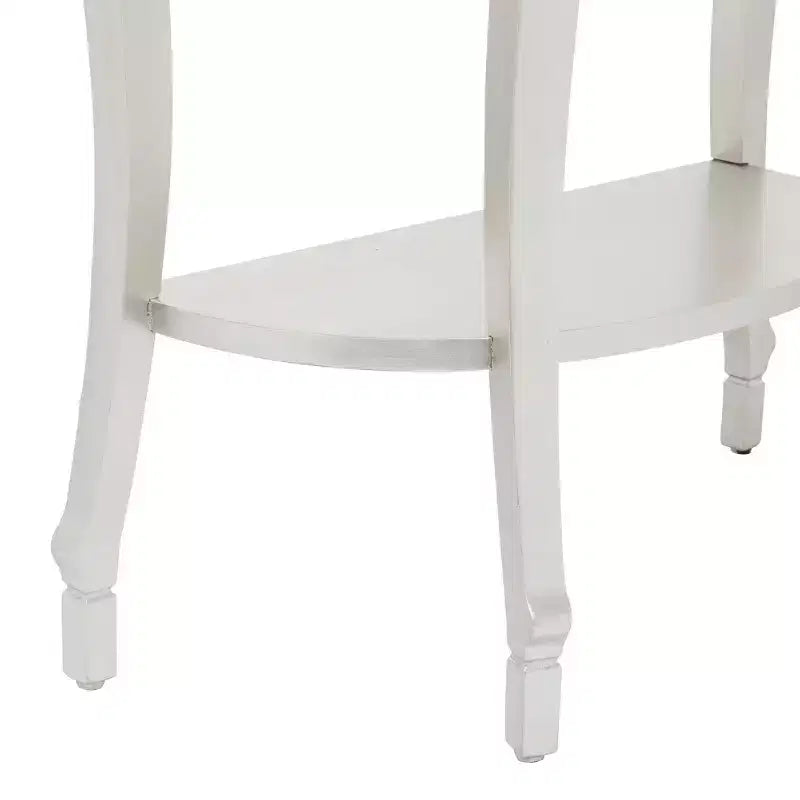 Glam Fir Console Tables with Mirror White, Elegante Mezza Luna, Struttura in Legno, Nessun Montaggio (Set di 2)