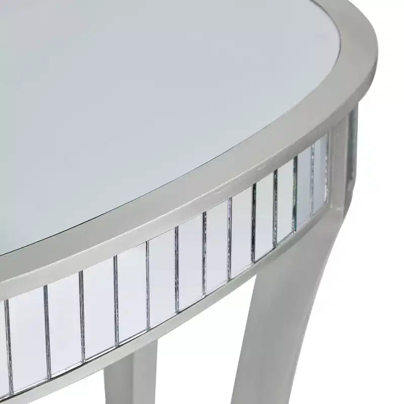 Glam Fir Console Tables with Mirror White, Elegante Mezza Luna, Struttura in Legno, Nessun Montaggio (Set di 2)