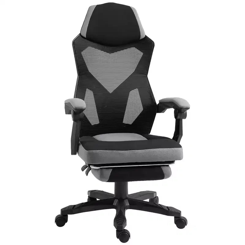 Sedia ergonomica da ufficio per casa poltrona direzionale reclinabile con poggiapiedi, schienale in rete, supporto lombare e ruote