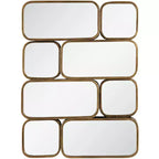 Uttermost Rectangular Vanity Accent Wall Mirror Modern Rounded Edge Antiqued Gold Metal Frame 23 3/4 Wide for Bathroom Bedroom
