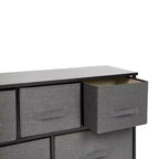 Cassettiera a 5 cassetti in ferro battuto con piano in legno e cassetti in tessuto facili da estrarre